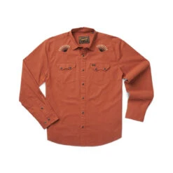Howler Brothers Crosscut Deluxe Button Down Shirt -Sports Camping Shop F23 Crosscut Snapshirt Rising Suns Flat WHITE 80169.1697217934