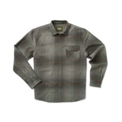 Howler Brothers Harker's Flannel Men's Button-Up -Sports Camping Shop F23 Harkers Flannel Roberts Plaid Charcoal Flat WHITE 33461.1692649253