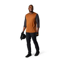 Flylow Nash 3/4 Mountain Bike Shirt - Men's -Sports Camping Shop S23 Nash 34 Shirt CopperBlack Goodson Pant Black Front 48238.1682623316