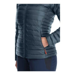 Rab Microlight Down Jacket - Women's -Sports Camping Shop Womens Microlight Jacket OrionBlue QDB 17 ORB DETAIL7 96708.1667944573